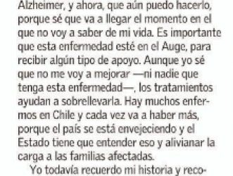 Carta al director de diario El Mercurio en el Día Mundial del Alzheimer